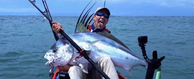 rooster fish on kayak